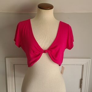 Y2K Vintage Sabora Knotted Front Crop Top Size L Y2K 90s Shrug Bolero Yoga USA